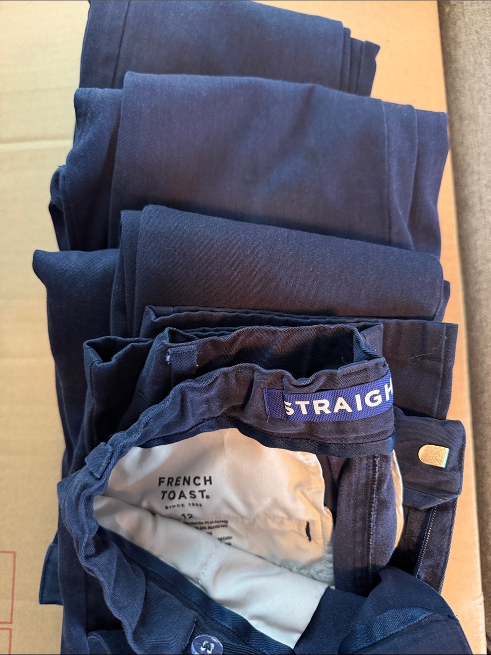 French Toast Boys' Navy Straight Fit Pants 4 pairs